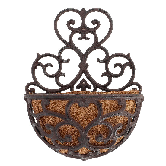 ED Cast iron flower basket ORNAMENT "ESSCHERT´S GARDEN" wall-mounted, 40cm, brown|Esschert Design