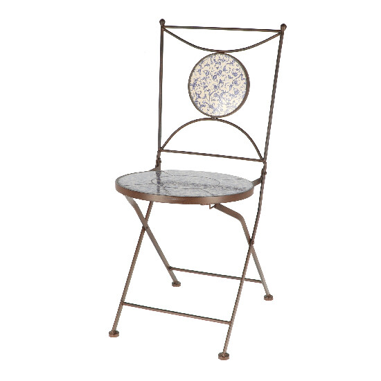 Židle, modrobílá keramika "AGED CERAMIC" , 88,5 cm|Esschert Design