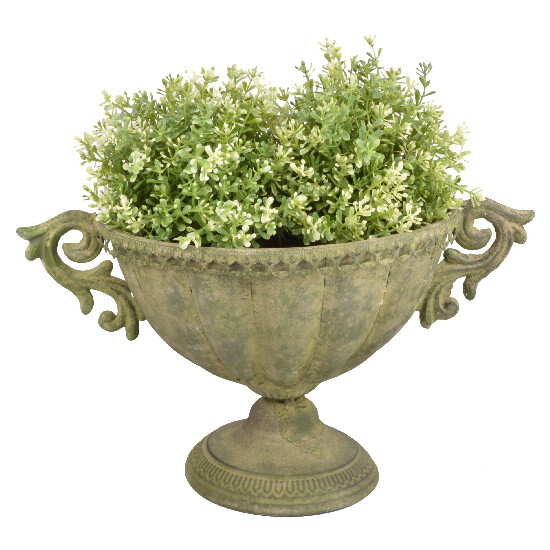 Váza "AGED METAL" široká - kov, pr.23x22cm (pr.39cm vč. uší) zelená patina|Esschert Design