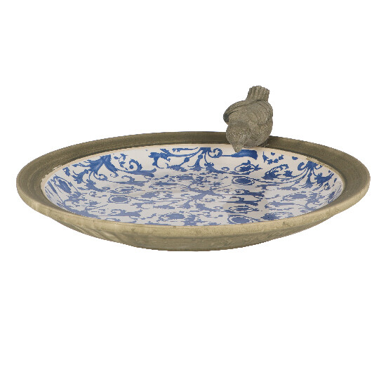 Ptačí koupel, modrobílá keramika "AGED CERAMIC" , 34 cm|Esschert Design