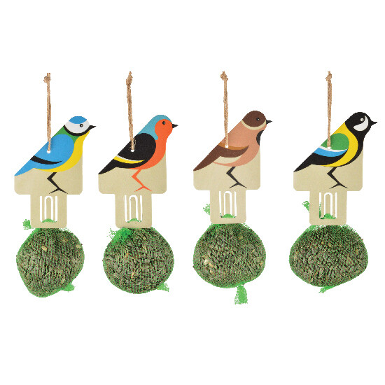 Krmítko pro ptáky "BEST FOR BIRDS" závěsné koule se semínky slunečnice, balení obsahuje 4 kusy!|Esschert Design