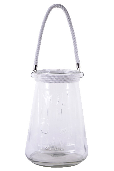 Glass lantern, transparent, 29 x 29 x 38.5 cm | Ego Dekor