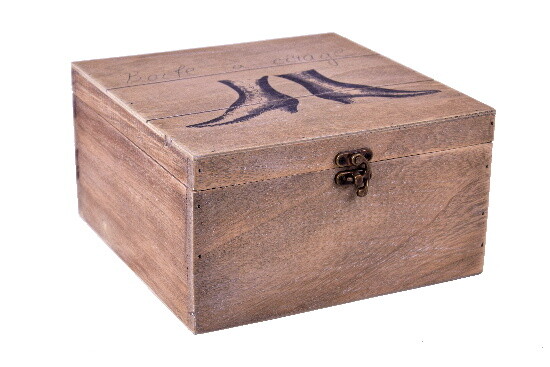Drewniane pudełko z motywem butów damskich|Ego Dekor