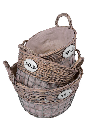 Basket with number, round, set of 3 | Ego Dekor