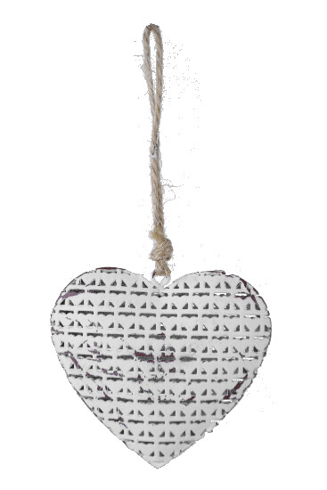 Heart pendant, white, 1.5 x 8 x 7.5 cm|Ego Dekor