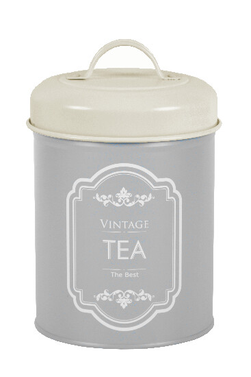Puszka na herbatę VINTAGE, emaliowana, pojemność: 2 L, kolor: platynowo-szary|Ego Dekor