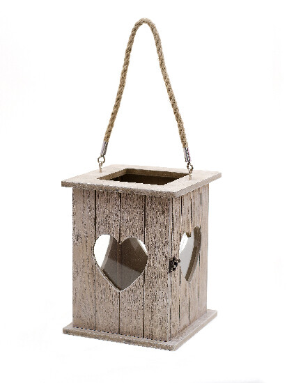 Wooden lantern, brown, 20 x 20 x 26 cm|Ego Dekor