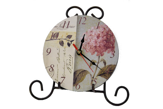 Stojący zegar mały Hortensja 22,5 x 22 x 4,5 cm | Ego Dekor