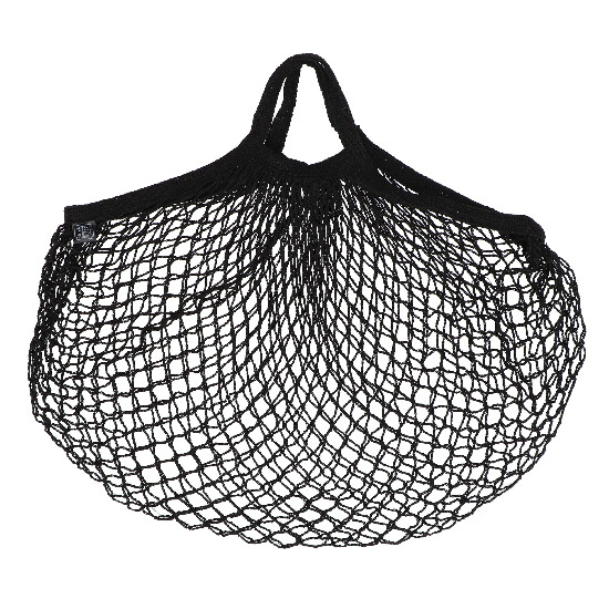 Mesh bag, black, with reinforced edge and handle, 42 x 1 x 47 cm|Esschert Design