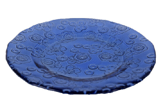 ED Recycled glass plate 20x2cm "FLORA", blue (SALE)|San Miguel