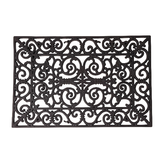 Gumová Rohožka "BEST FOR BOOTS" obdelníková s ornamenty, černá, 70 x 45 cm|Esschert Design