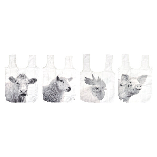 Taška skládací nákupní B&W Farmářská zvířátka, balení obsahuje 4 ks!|Esschert Design