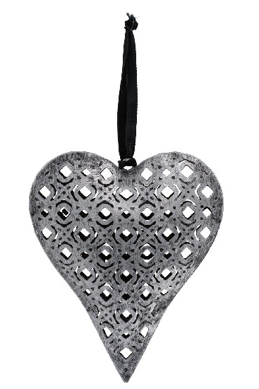 Tin heart, silver 22 x 26 cm (SALE)|Ego Dekor