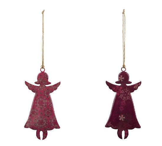 Tin angel, burgundy, package contains 2 pieces! (SALE)|Ego Decor