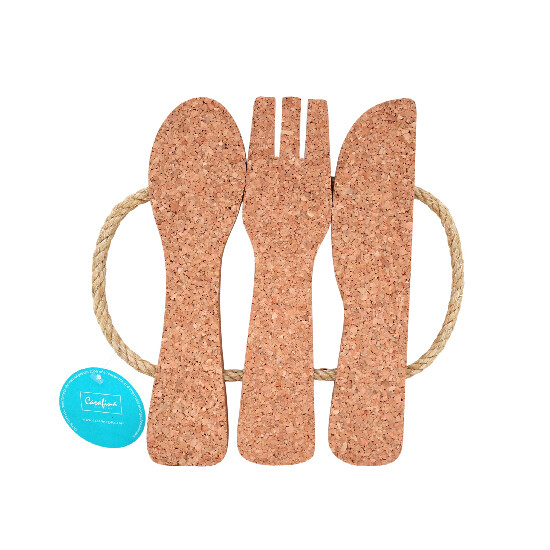 Cutlery mat 3, 23x23x2.4cm, CORK COLLECTION, natural (SALE)|Casafina