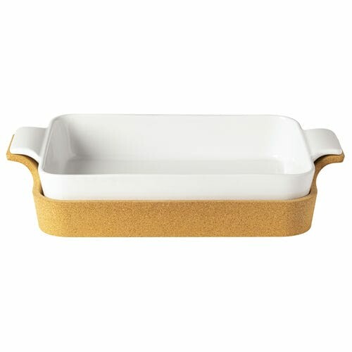 Baking container with cork bed 40x26cm|3.43L, ENSEMBLE, white|Casafina