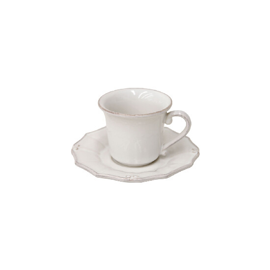 Šálka ??na kávu s tanierikom, 0,12L, VINTAGE PORT, biela (DOPREDAJ)|Casafina