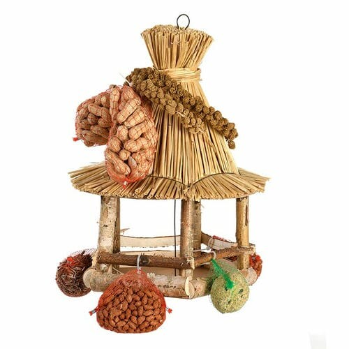 Karmnik dla ptaków z karmą CHALOUPKA, wiszący, naturalny, 39x28x28cm|Esschert Design