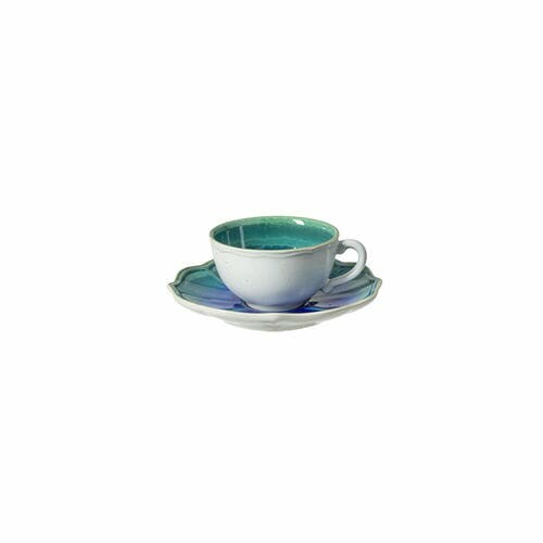 Tea cup with saucer 0.19L, DORI, blue (turquoise) (SALE)|Casafina