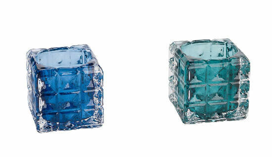Square candlestick, blue/kerosene, package contains 2 pieces! (SALE)|Ego Decor