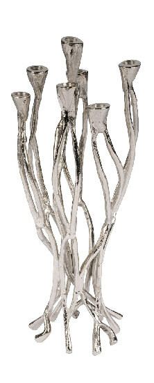 Świecznik ze stali nierdzewnej, srebrny, wys. 57cm (WYPRZEDAŻ)|Ego Dekor