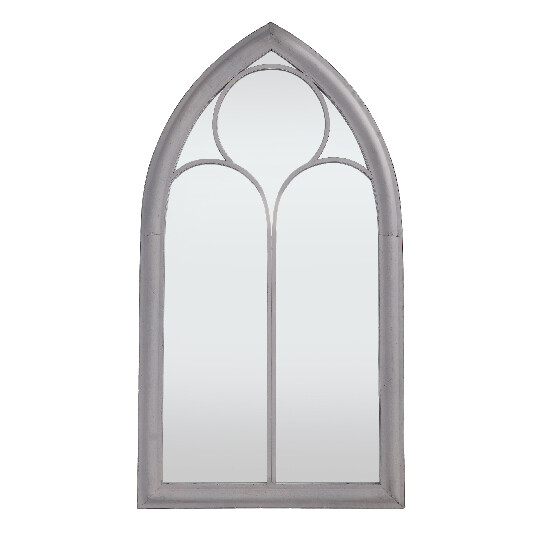 Stained glass mirror CHURCH, white, patina, 61x5x112 cm|Esschert Design