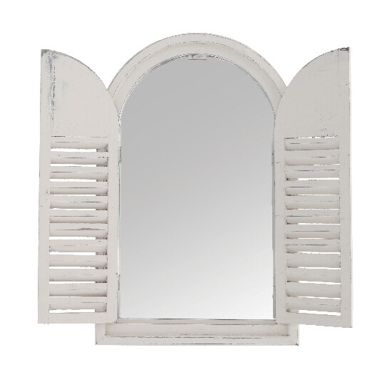 Zrcadlo francouzské s okenicemi, dřevěné, bílá patina, 60x5x37 cm|Esschert Design