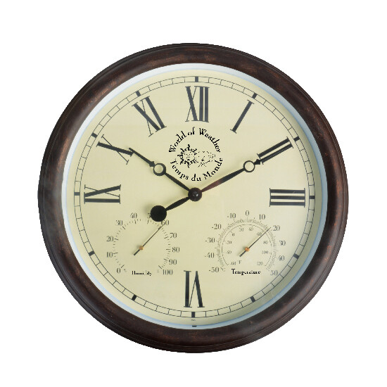 EASTGATE CLOCK, wall clock, brown color, diameter 38 cm, dial - Roman numerals, for indoor and outdoor use|Esschert Design