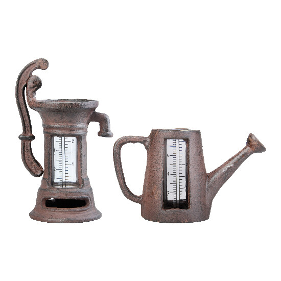 Rain gauge watering can and well, cast iron, package contains 2 pieces!|Esschert Design