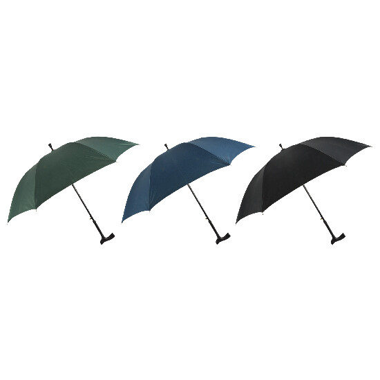 Deštník s holí WALKING STICK, zelená(č.1)/modrá(č.2)/černá(č.3), 104×104x89cm|Esschert Design
