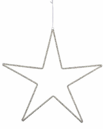 Beaded star curtain, silver, 80x80x1cm (SALE)|Ego Dekor