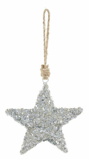 Sequin star pendant, silver, dia. 20cm (SALE)|Ego Decor