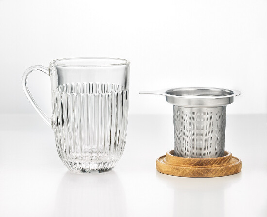 Mug with strainer and lid OUESSANT, clear|La Rochere