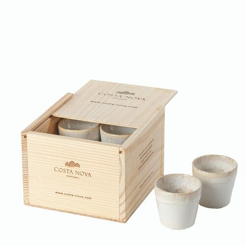 Espresso cup 0.1 L, "GRESPRESSO", WHITE, GIFT PACK - WOODEN BOX with Costa Nova logo burned in - box contains 8 cups|Costa Nova
