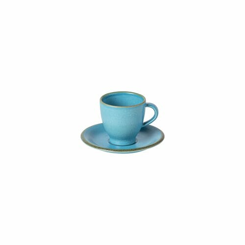 Filiżanka do kawy ze spodkiem 0,08L POSITANO, niebieska posypana (WYPRZEDAŻ)|Casafina