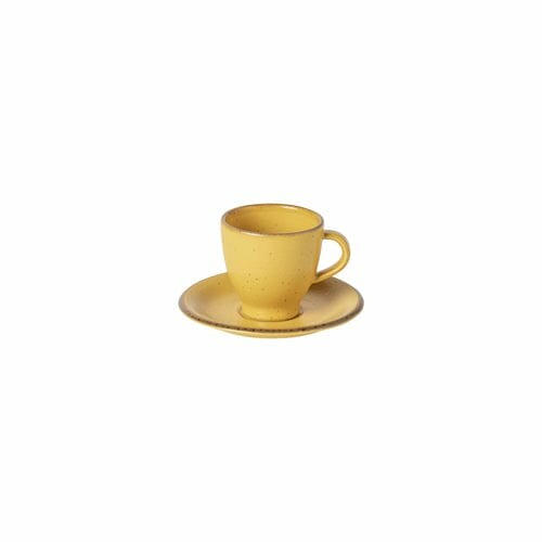Šálka ??na kávu s tanierikom 0,08L POSITANO, žltá-kropenatá (DOPREDAJ)|Casafina