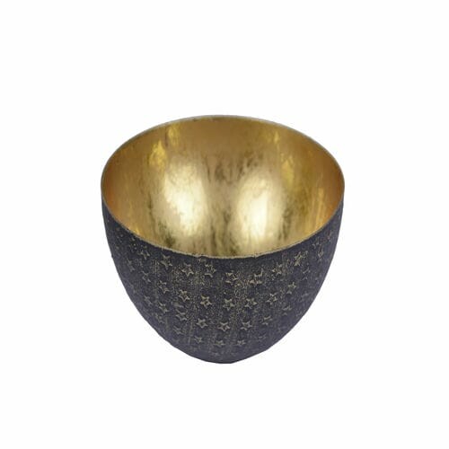 Black bowl with gold interior, 14 cm, gold patina|Ego Dekor