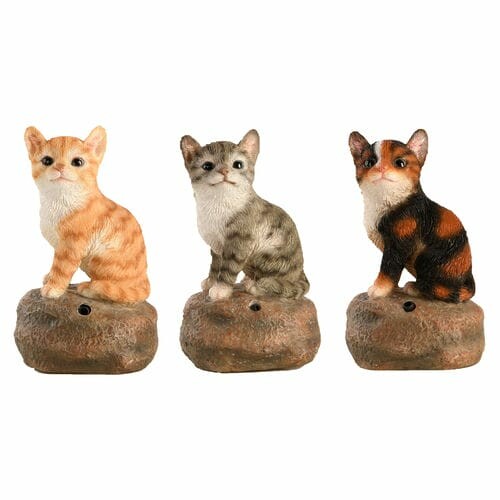 Zvieratká a postavy OUTDOOR "TRUE TO NATURE" Mačiatka mňaukajúce s detektorom 7x6x12cm, balenie obsahuje 3 kusy!|Esschert Design
