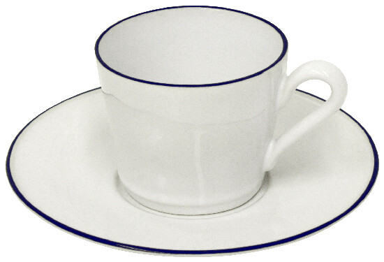 Šálek na čaj s podšálkem 0,19L, BEJA, bílá&modrá|Costa Nova