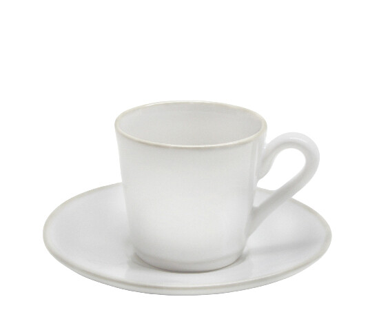 Šálka ??na kávu s tanierikom 0,08L, BEJA, biela&krémová|Costa Nova