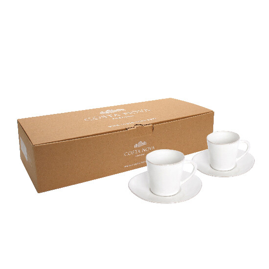 Tea mug with saucer, NOVA GIFT, white, GIFT PACK 2 pcs (SALE)|Costa Nova