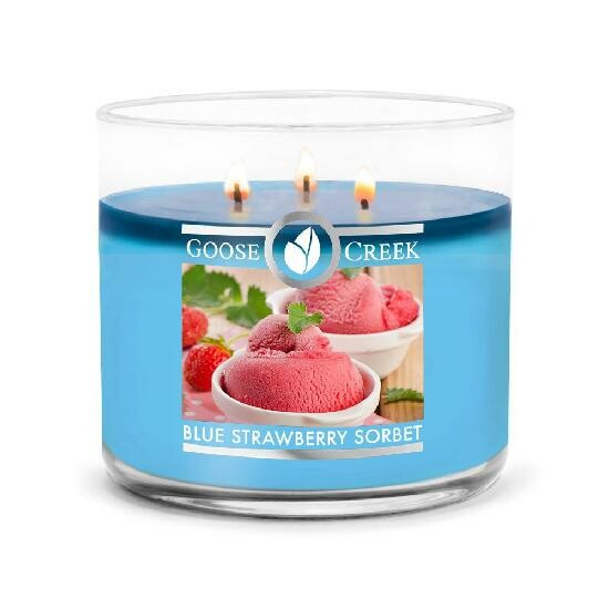 Candle 0.41 KG BLUE STRAWBERRY SORBET, aromatic in a jar, 3 wicks|Goose Creek
