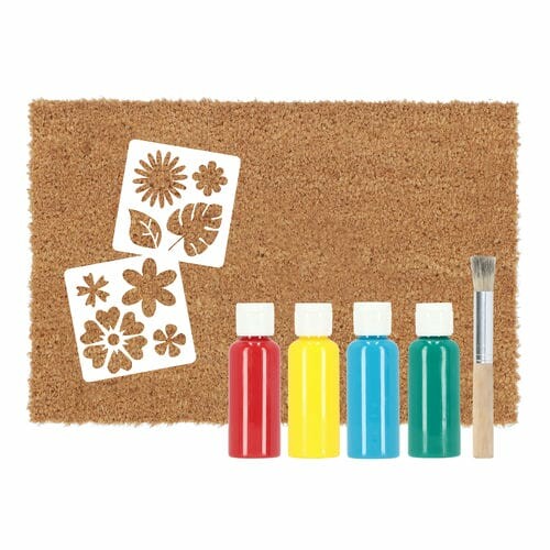 Doormat PIY Flowers, 60x40cm, natural, set|Esschert Design