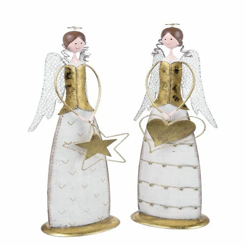 Decoration Angel heart/star, gold, 11.5x41x9cm, package contains 2 pieces!|Ego Dekor