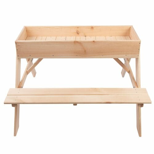Stôl piknikový s priestorom na piesok, drevený, 93x88x60cm|Esschert Design