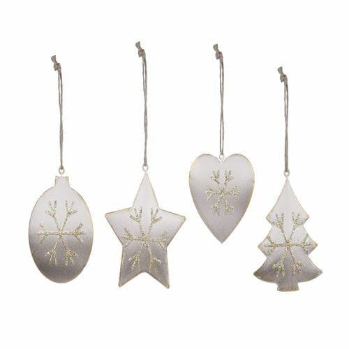 Hanging heart/flake/tree/star, clear, 10x12x2.5cm, package contains 4 pieces!|Ego Dekor