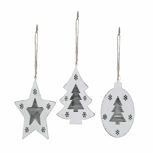 Hanging tree/star/decoration, white, 11.5x12.5x1.2cm, package contains 2 pieces!|Ego Dekor