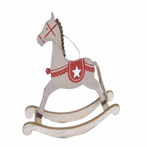 Rocking horse decoration, white/red, 37x32.5x7.5cm, pc|Ego Dekor