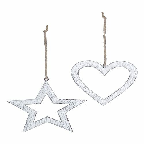 Heart/star curtain, white, 11x11x0.5cm, package contains 2 pieces!|Ego Dekor
