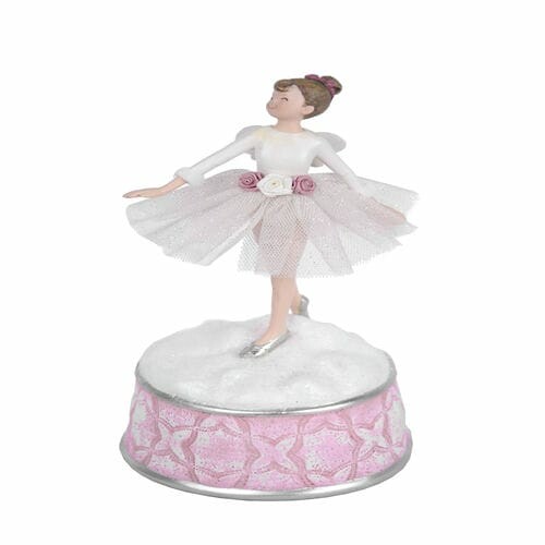 Dekorace hrací skříňka s andělem Christmas, bílá/růžová, 10x21x10cm, ks|Ego Dekor
